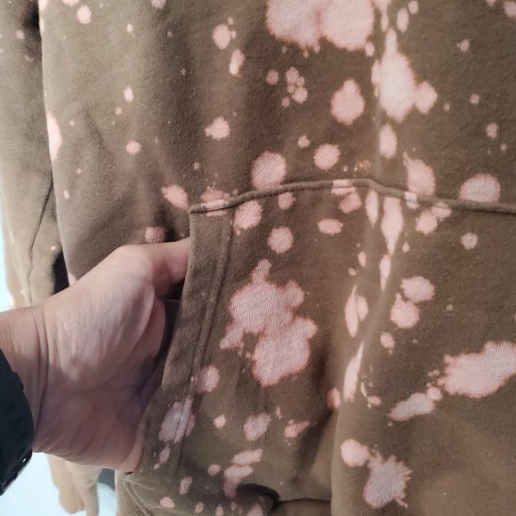 Essentials Zara Brown Bleach Dye Men's Basic Hoodie, M - Picture 2 of 6